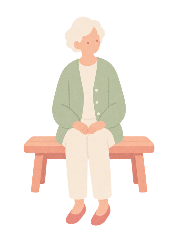 ベンチに腰かけるお年寄りのイラスト