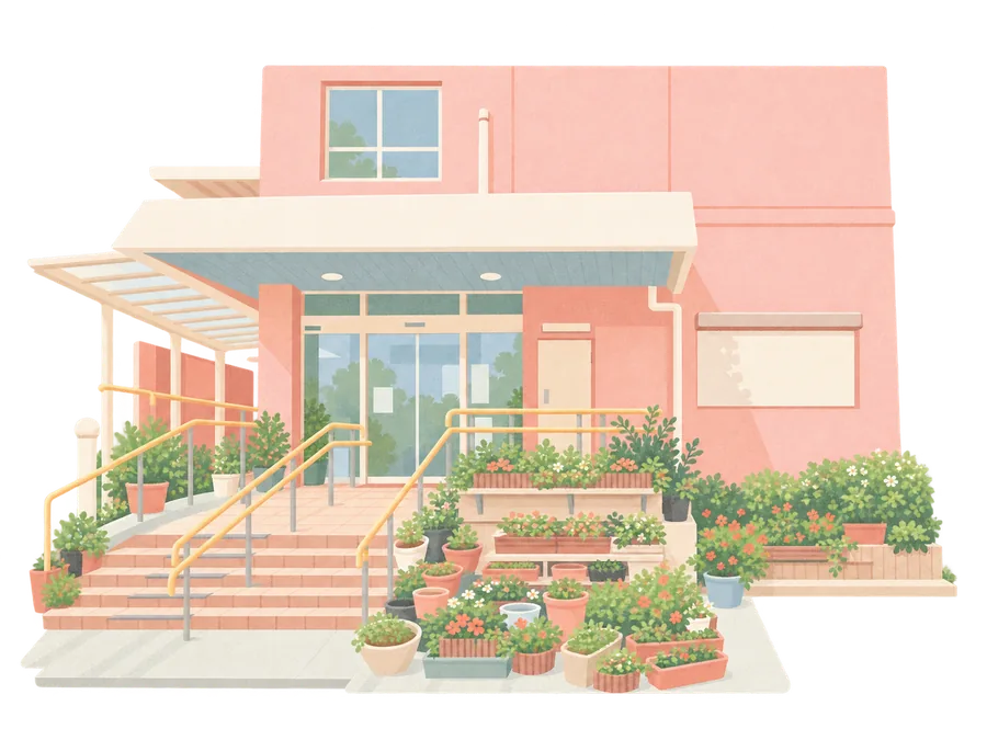 小松川病院の玄関まわりのイラスト